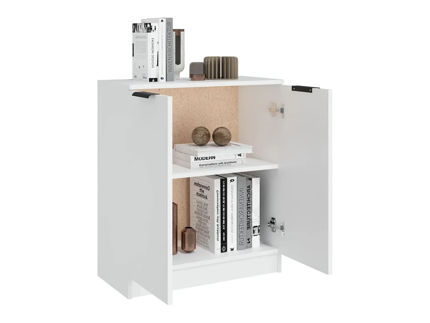 Aparador de madera contrachapada blanco 60x30x70 cm