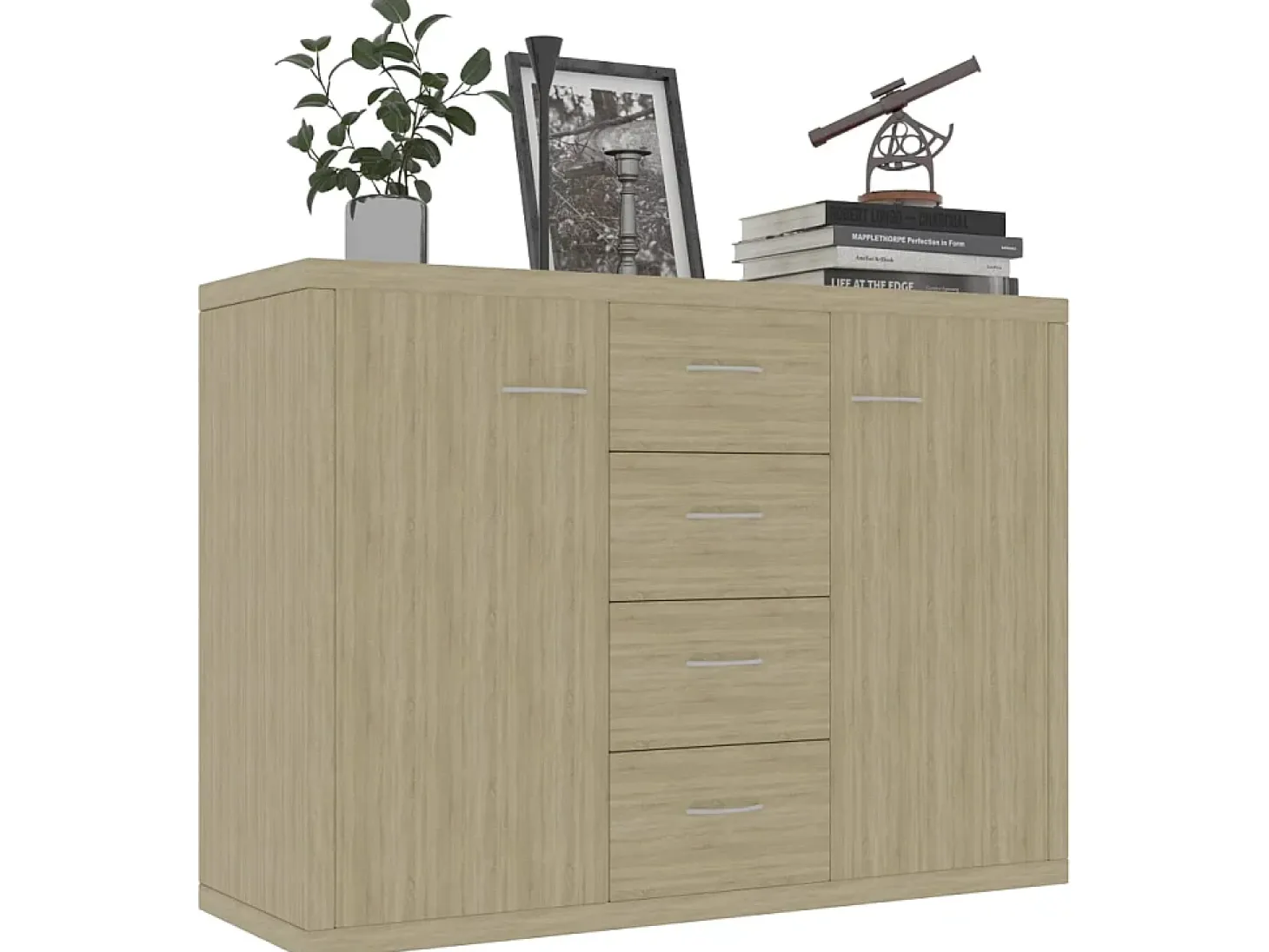 Aparador de madera contrachapada color roble Sonoma 60x30x70 cm ES74563