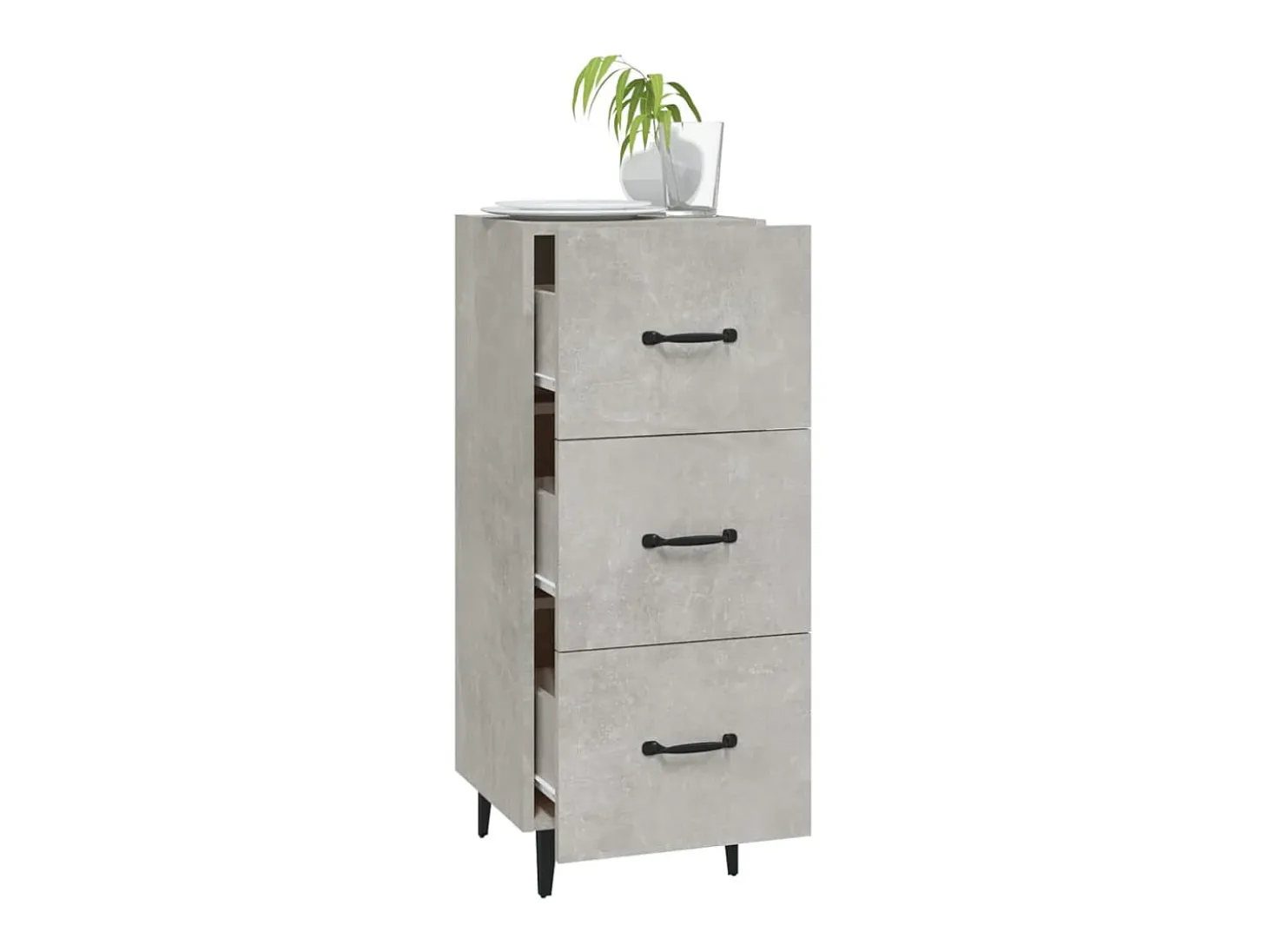 Aparador de madera contrachapada gris hormigón 34,5x34x90 cm ES72121