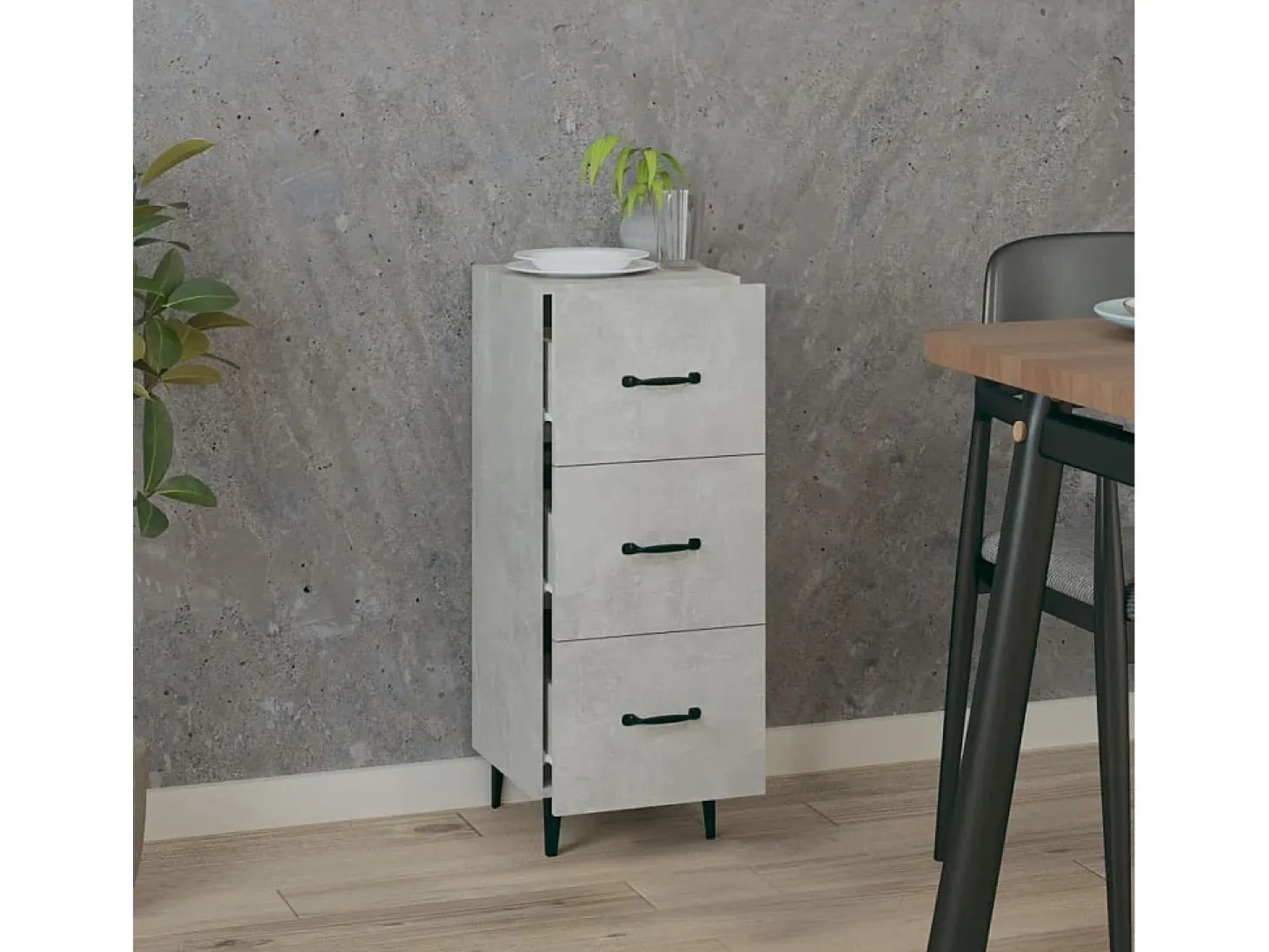 Aparador de madera contrachapada gris hormigón 34,5x34x90 cm ES72121