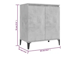Aparador de madera contrachapada gris hormigón 60x35x70 cm