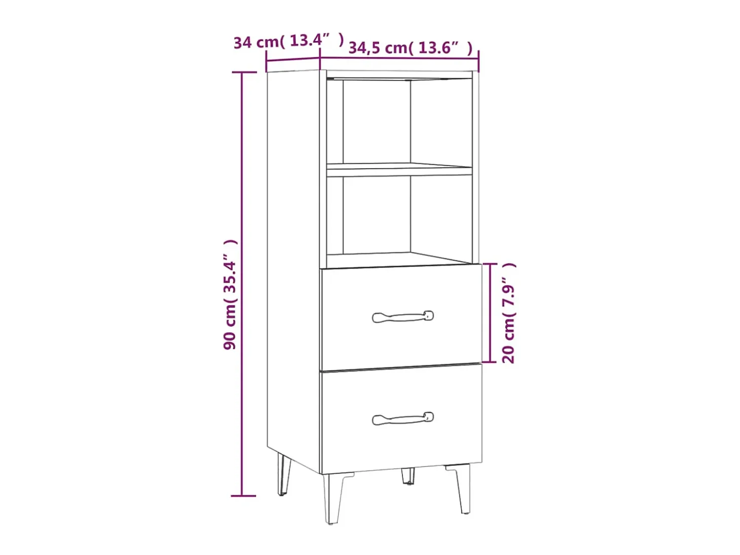 Aparador de madera contrachapada gris Sonoma 34,5x34x90 cm