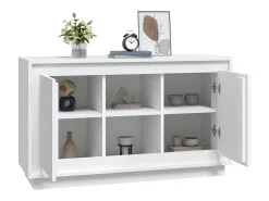 Aparador de madera contrachapada blanco 102x35x60 cm