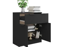 Aparador de madera contrachapada negro 60x30x70 cm ES34059