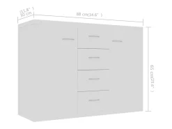 Aparador de madera contrachapada blanco 88x30x65 cm