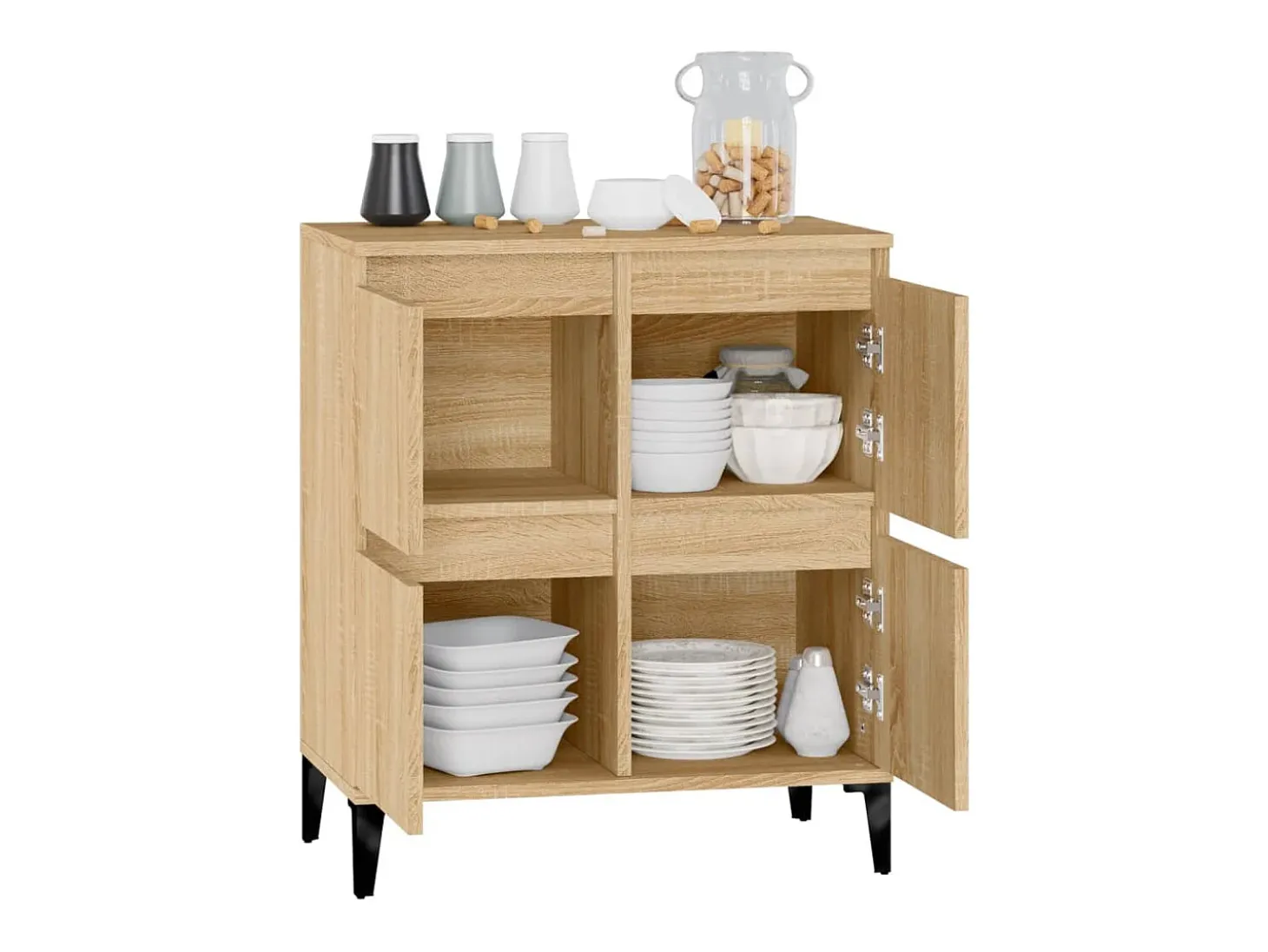 Aparador de madera contrachapada roble Sonoma 60x35x70 cm