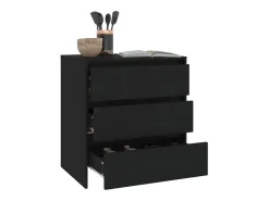 Aparador de madera contrachapada negro 70x41x75 cm