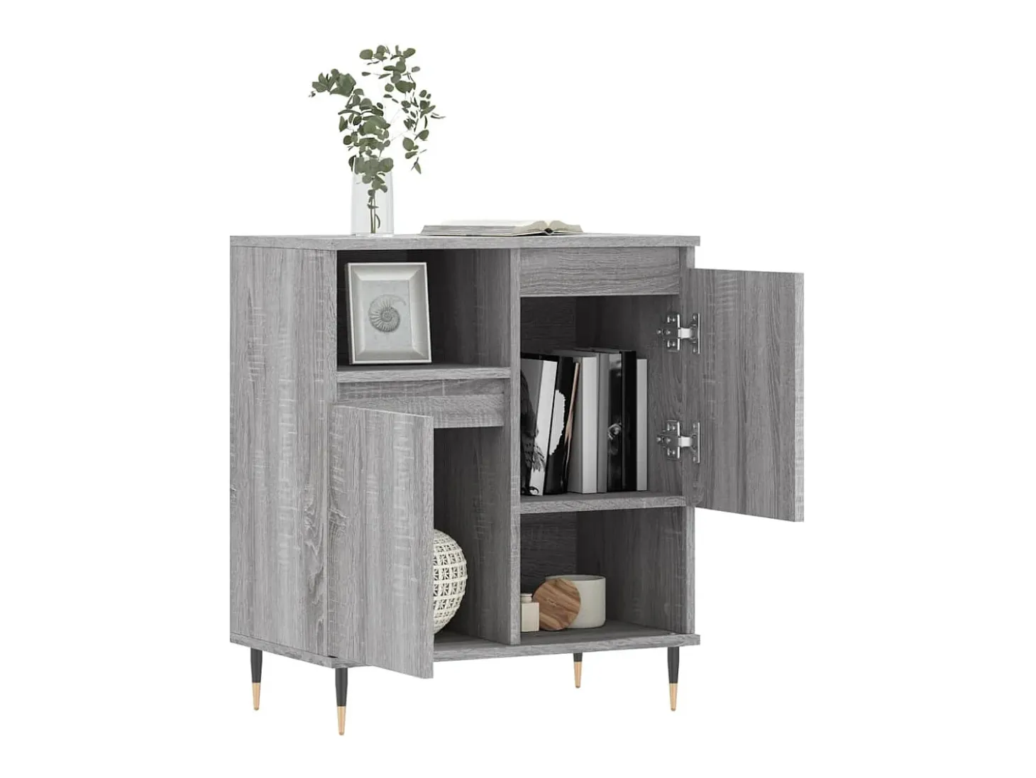 Aparador de madera contrachapada gris Sonoma 60x35x70 cm