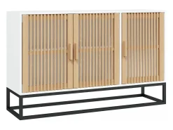 Aparador de madera contrachapada blanco 105x30x65 cm