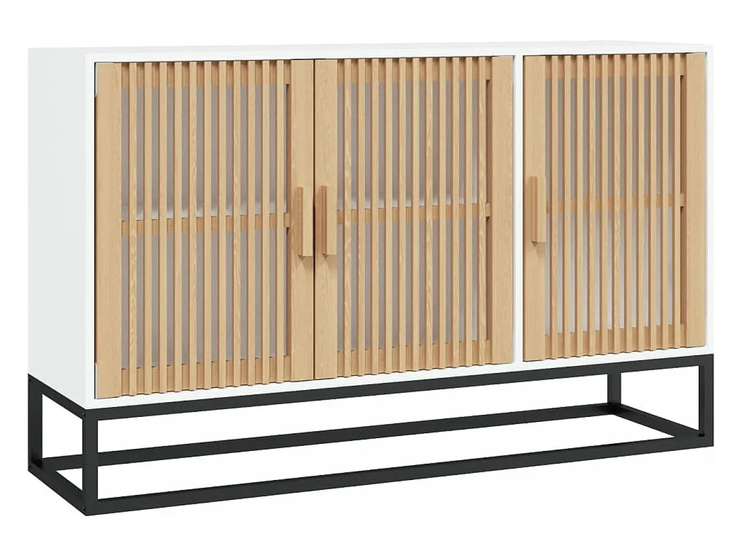 Aparador de madera contrachapada blanco 105x30x65 cm