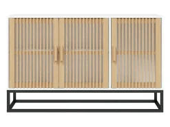 Aparador de madera contrachapada blanco 105x30x65 cm