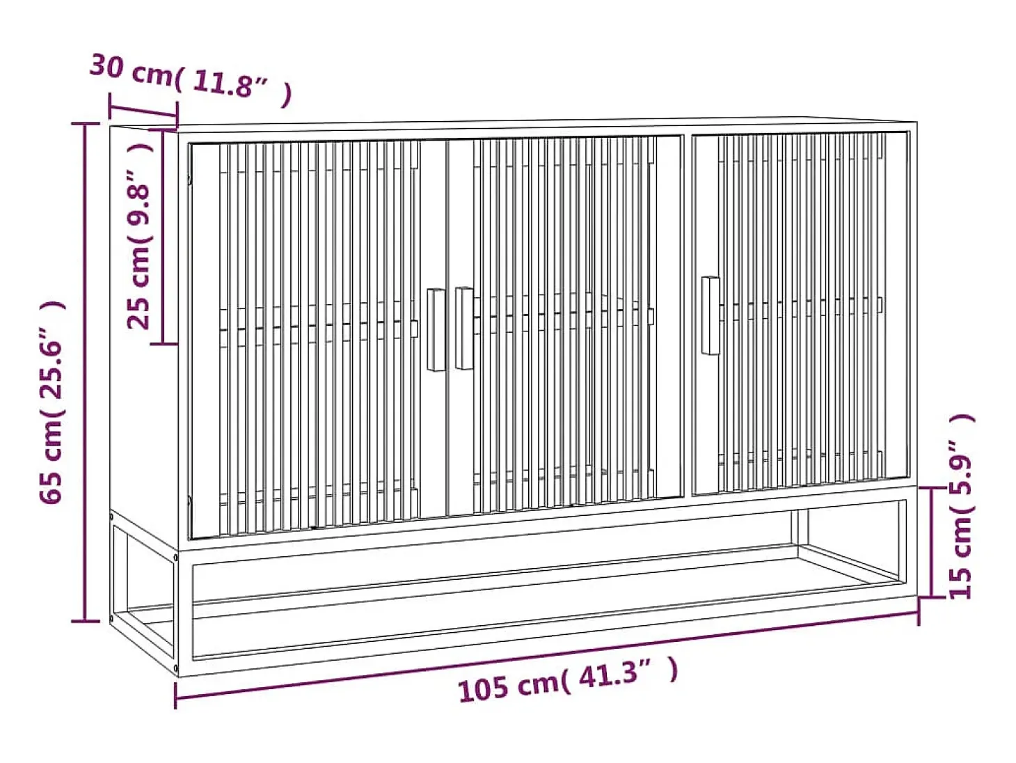 Aparador de madera contrachapada blanco 105x30x65 cm
