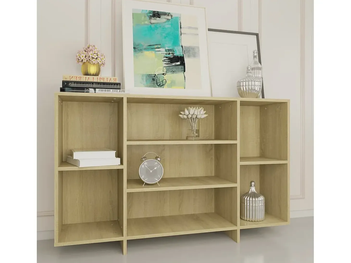 Aparador de madera contrachapada roble Sonoma 120x30x75 cm