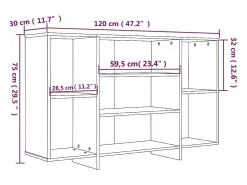 Aparador de madera contrachapada roble Sonoma 120x30x75 cm