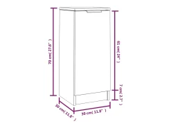 Aparador de madera contrachapada gris Sonoma 30x30x70 cm
