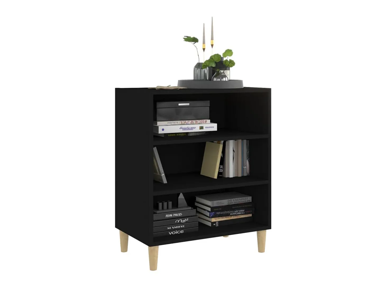 Aparador de madera contrachapada negro 57x35x70 cm ES81000