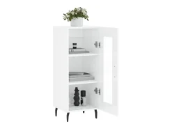 Aparador de madera contrachapada blanco brillante 34,5x34x90 cm