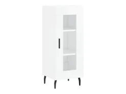 Aparador de madera contrachapada blanco brillante 34,5x34x90 cm