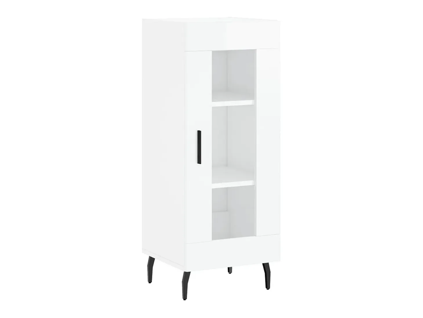 Aparador de madera contrachapada blanco brillante 34,5x34x90 cm