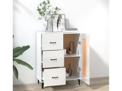 Aparador de madera contrachapada blanco brillante 69,5x34x90 cm