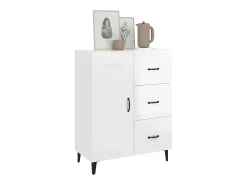 Aparador de madera contrachapada blanco brillante 69,5x34x90 cm