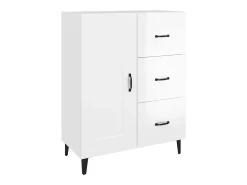 Aparador de madera contrachapada blanco brillante 69,5x34x90 cm