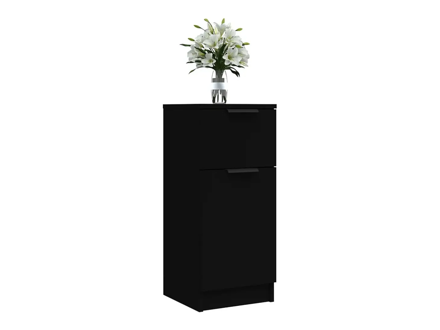 Aparador de madera contrachapada negro 30x30x70 cm