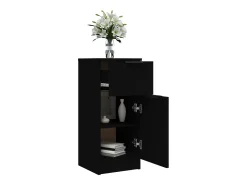 Aparador de madera contrachapada negro 30x30x70 cm