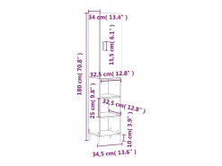 Aparador de madera contrachapada roble Sonoma 34,5x34x180 cm