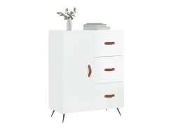 Aparador de madera contrachapada blanco brillante 69,5x34x90 cm ES42882