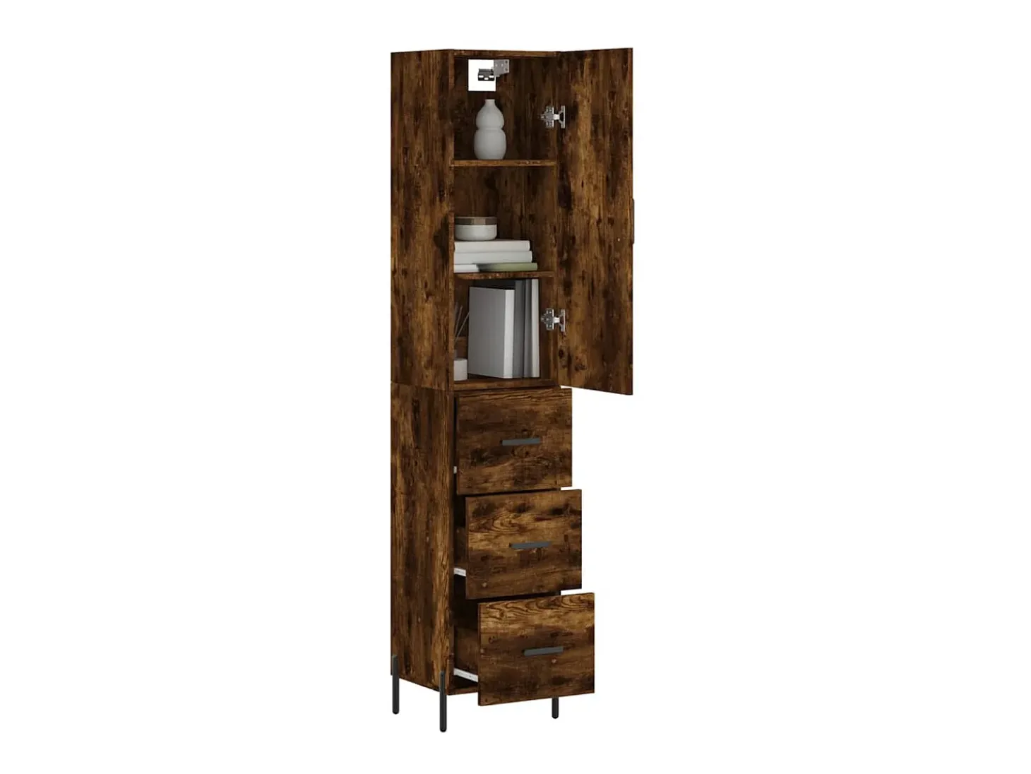 Aparador de madera contrachapada roble ahumado 34,5x34x180 cm ES99795