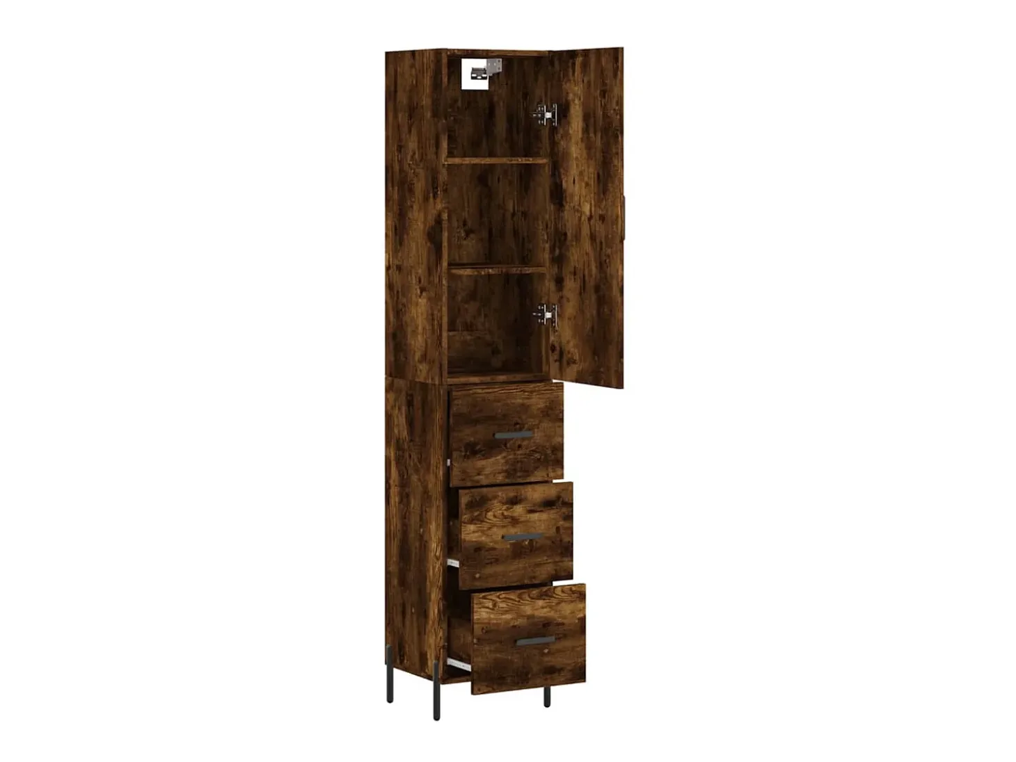 Aparador de madera contrachapada roble ahumado 34,5x34x180 cm ES99795