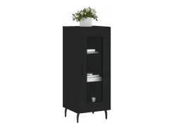 Aparador de madera contrachapada negro 34,5x34x90 cm