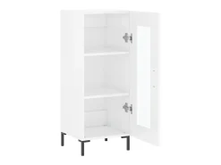 Aparador de madera contrachapada blanco brillante 34,5x34x90 cm