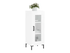 Aparador de madera contrachapada blanco brillante 34,5x34x90 cm