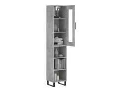 Aparador de madera contrachapada gris hormigón 34,5x34x180 cm