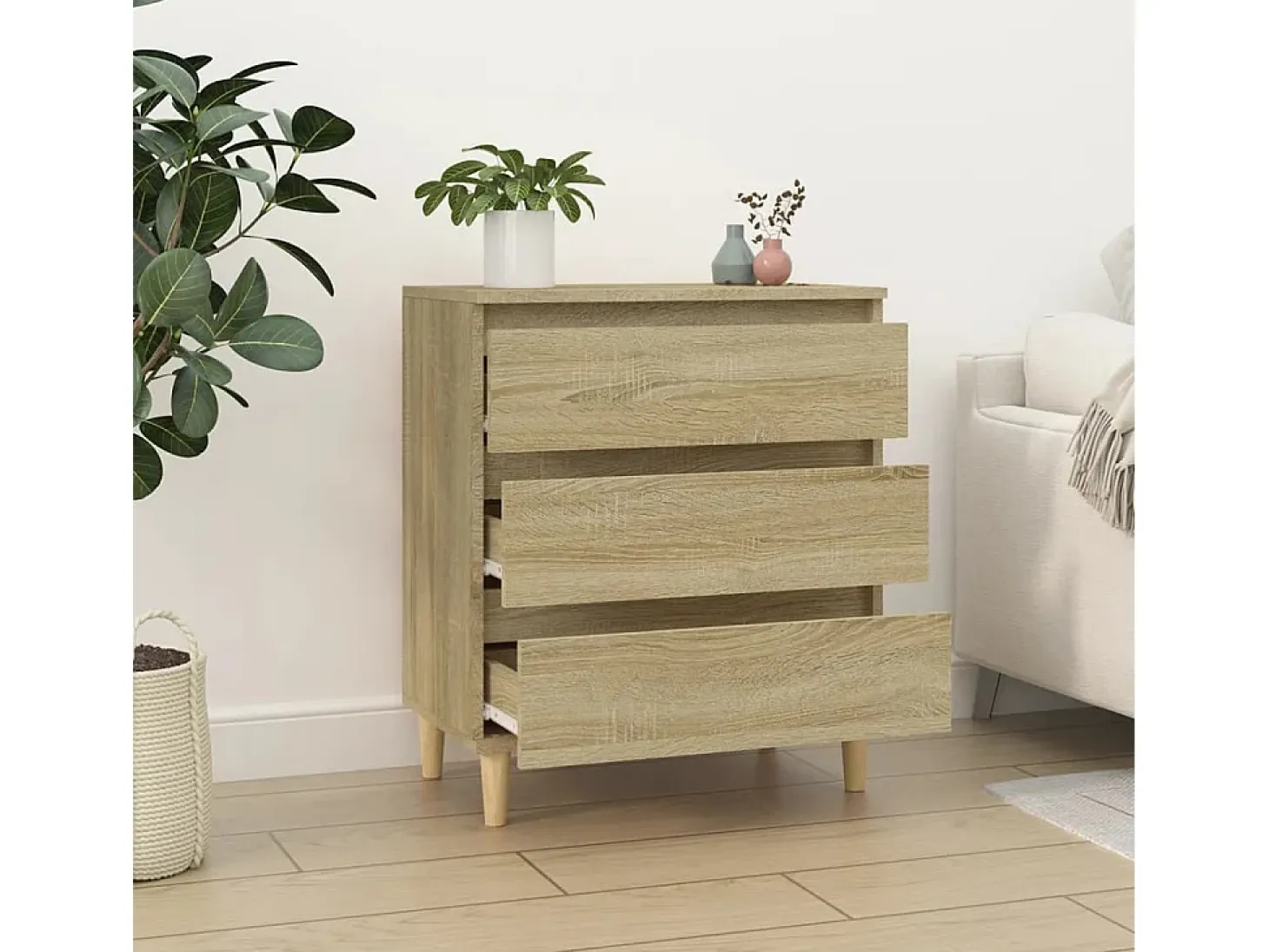 Aparador de madera contrachapada roble Sonoma 60x35x70 cm ES37439