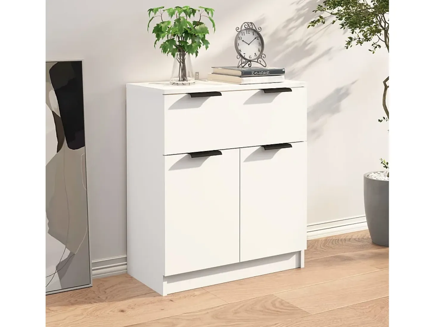 Aparador de madera contrachapada blanco 60x30x70 cm ES10240