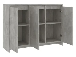 Aparador de madera contrachapada gris hormigón 102x33x75 cm