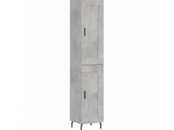 Aparador de madera contrachapada gris hormigón 34,5x34x180 cm ES30902