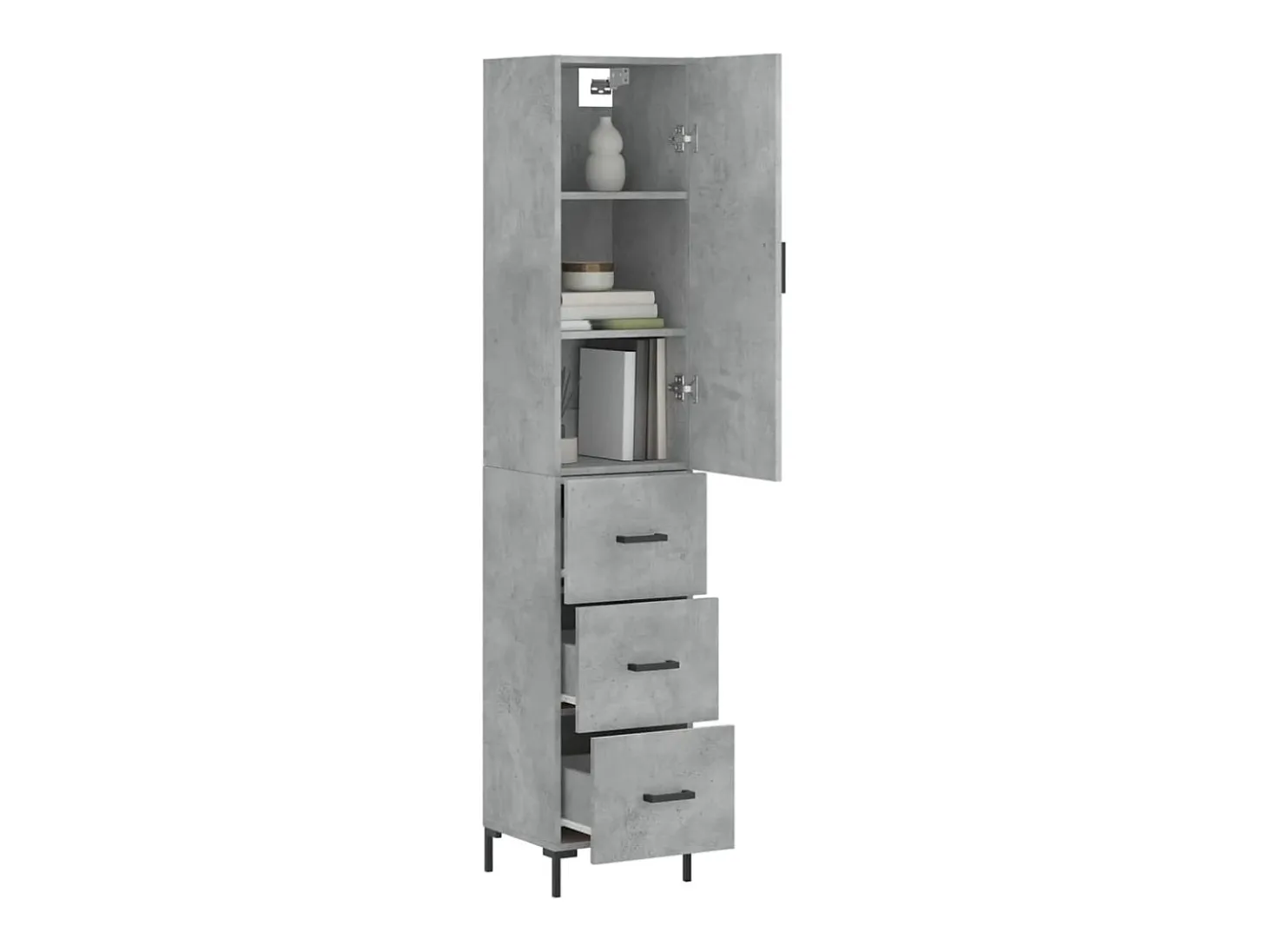 Aparador de madera contrachapada gris hormigón 34,5x34x180 cm ES35068
