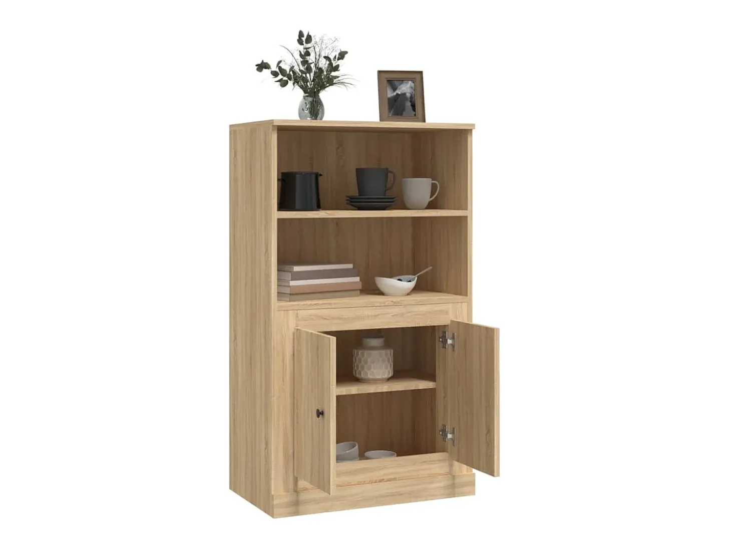 Aparador de madera contrachapada roble Sonoma 60x35,5x103,5 cm ES954520