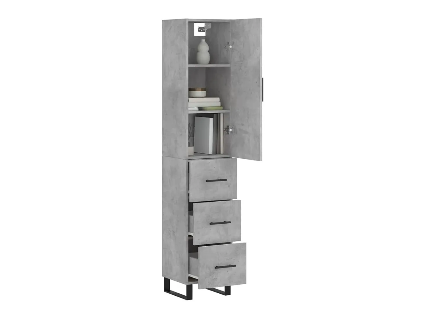 Aparador de madera contrachapada gris hormigón 34,5x34x180 cm ES51250