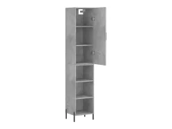 Aparador de madera contrachapada gris hormigón 34,5x34x180 cm