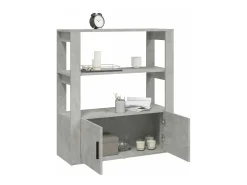 Aparador de madera contrachapada gris hormigón 80x30x90 cm