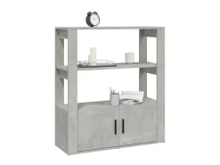 Aparador de madera contrachapada gris hormigón 80x30x90 cm