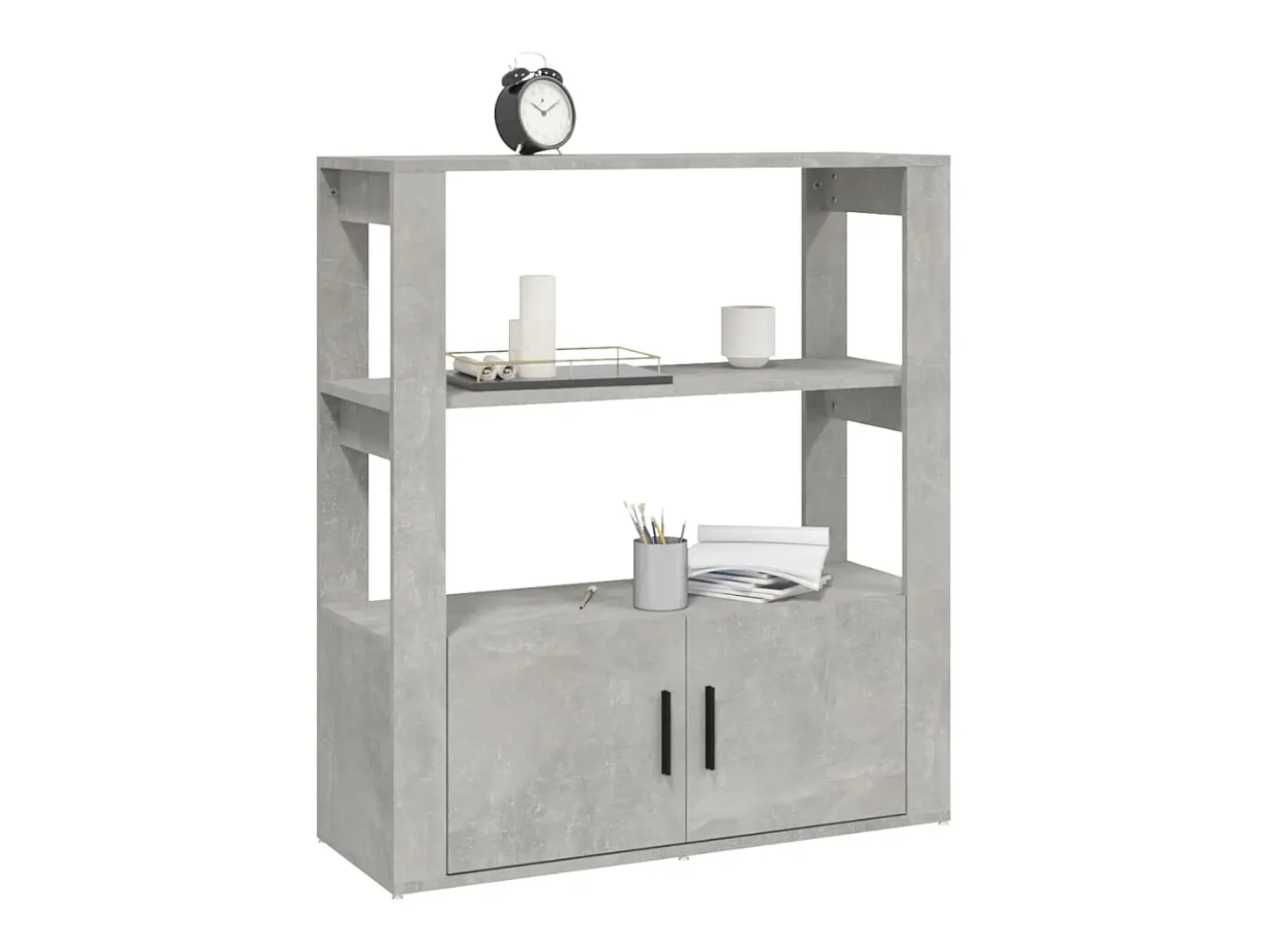 Aparador de madera contrachapada gris hormigón 80x30x90 cm