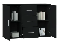 Aparador de madera contrachapada negro 91x29,5x65 cm ES42917