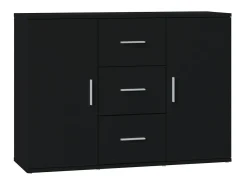 Aparador de madera contrachapada negro 91x29,5x65 cm ES42917