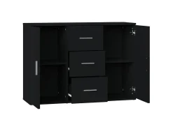 Aparador de madera contrachapada negro 91x29,5x65 cm ES42917
